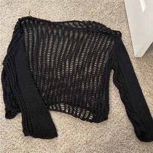 Black Open-Knit Women's Sweater